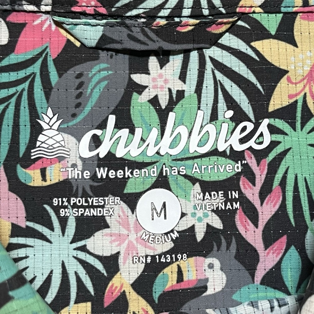 Chubbies Shirt Men Medium Performance Stretch Hibiscus Floral Button Up Ripstop - Picture 4 of 10